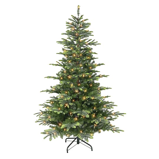 7.5Ft Pre-Lit Aspen Fir Artificial Christmas Tree, Color Select LED Lights By Puleo International in Green | 7.5 ft | Michaels®